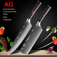 Load image into Gallery viewer, 10Pcs Damascus Santoku Kitchen Knives Set - jeaniesunusualdecor
