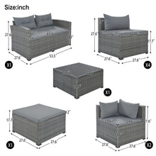 Load image into Gallery viewer, 9pcs Patio Large Wicker Rattan Sofa Set - jeaniesunusualdecor
