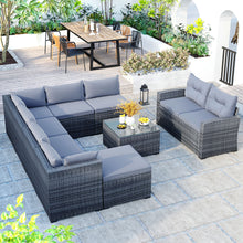 Load image into Gallery viewer, 9pcs Patio Large Wicker Rattan Sofa Set - jeaniesunusualdecor
