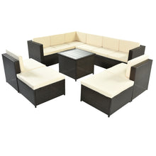 Load image into Gallery viewer, 9 Piece Rattan Sectional Seating Group - jeaniesunusualdecor
