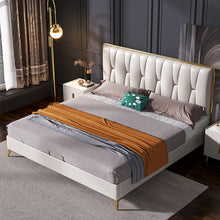 Load image into Gallery viewer, Wooden Italian Luxury Bedroom Set Modern King Size Upholstered Genuine Leather Double Bed Base
